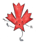 happy dancing Canadian red maple leaf