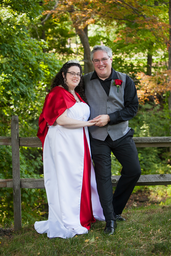 Kerrie and Mike in wedding clothes